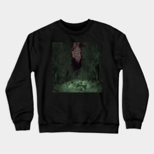 Digital collage and special processing. Mystic forest. Night, sky, stars. Light green. Crewneck Sweatshirt